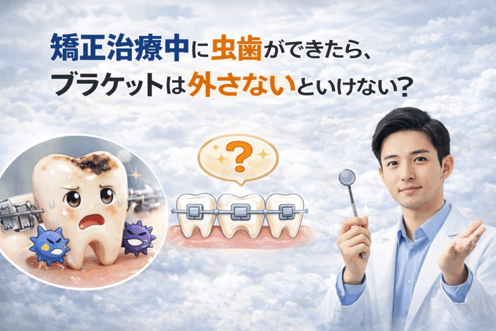 矯正治療中に虫歯ができたら、ブラケットを外さないといけない？