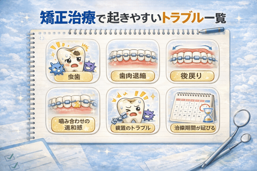 矯正治療で起きやすいトラブル一覧